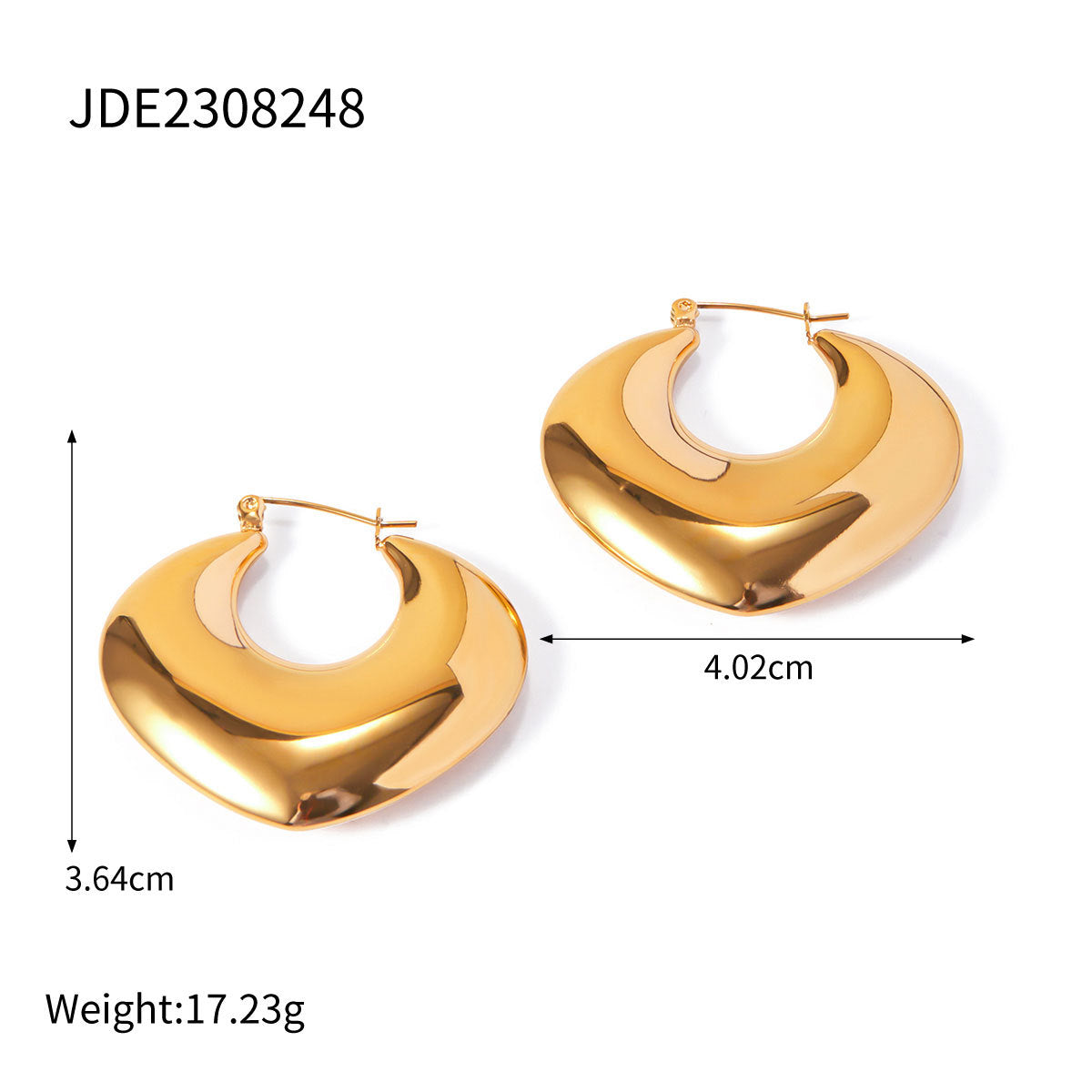 18k Gold Plated Geometric Heart-Shaped Earrings