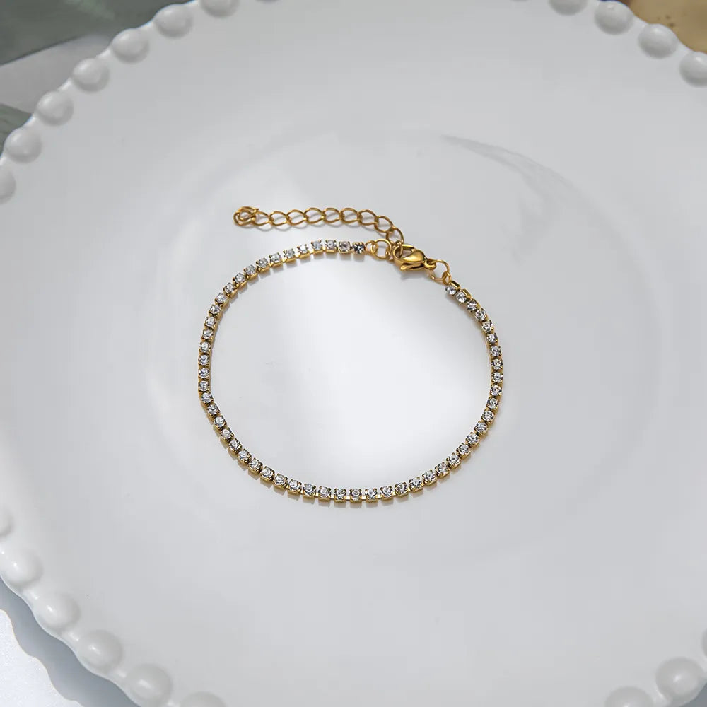 Classic French Tennis Bracelet Pave Full (3mm) Natural Zircon Gemstone in 18K Gold Plating Capella Jewellery