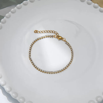 Classic French Tennis Bracelet Pave Full (3mm) Natural Zircon Gemstone in 18K Gold Plating Capella Jewellery