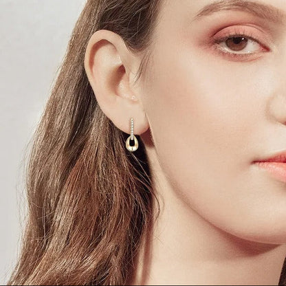 Italian Waterdrop Design Micro Inlaid Moissanite Earrings set in 18K Gold Plated 925 Silver Capella Reya pic 5