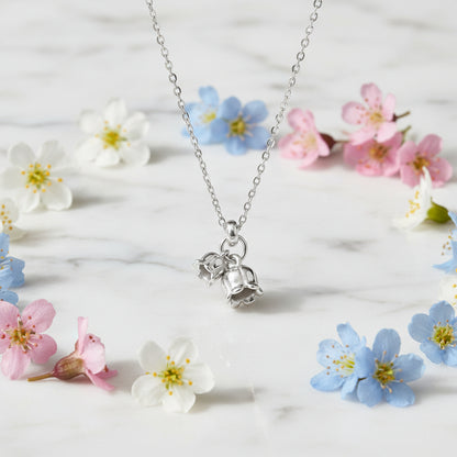 French Lily's Of The Valley Design Necklace set in 18K Gold Plated 925 Sterling Silver Capella Jewellery