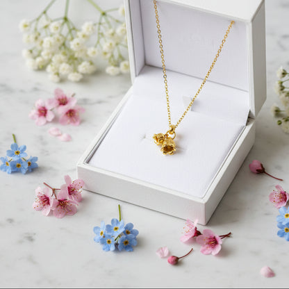 French Lily's Of The Valley Design Necklace set in 18K Gold Plated 925 Sterling Silver Capella Jewellery