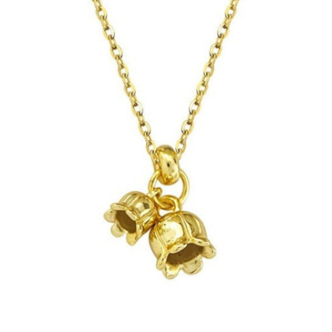 French Lily's Of The Valley Design Necklace set in 18K Gold Plated 925 Sterling Silver