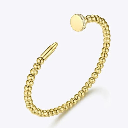Modern Italian Twist Nail-Studded Natural Zircon Gemstone Bangle Bracelet set in 18K Gold Plating Capella Jewellery