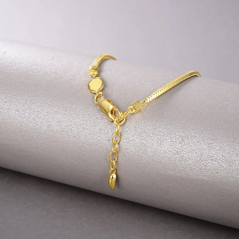 European Vintage Design Snake Bone Chain Bracelet set in 18K Gold Plated 925 Sterling Silver Capella Jewellery