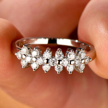 Four Leaf Clover Pavé Micro 0.6 Carat Moissanite Ring set in 18K Gold Plated 925 Silver (GRA) Capella Jewellery