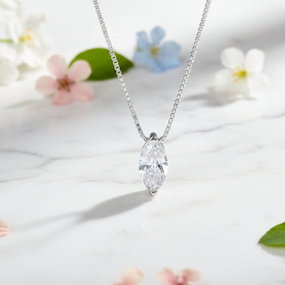 Italian Horse Eye Design 1 Carat Moissanite Necklace set in Platinum Plated 925 Silver (GRA) Capella Jewellery