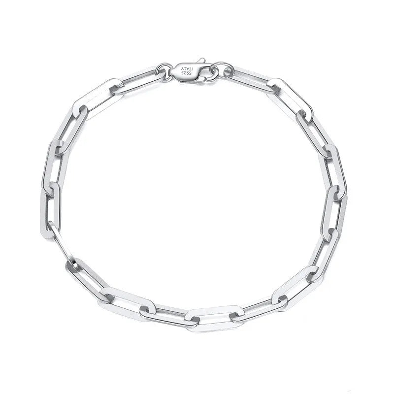 European Paper Clip Lattice Chain Design Bracelet set in 18K Gold Plated 925 Sterling Silver Capella Jewellery