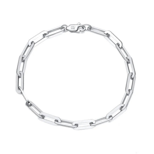 European Paper Clip Lattice Chain Design Bracelet set in 18K Gold Plated 925 Sterling Silver