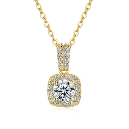 Italian Micro Inlay Rome Design 1 Carat Moissanite Necklace set in 18K Gold Plated 925 Silver (GRA) Capella Jewellery