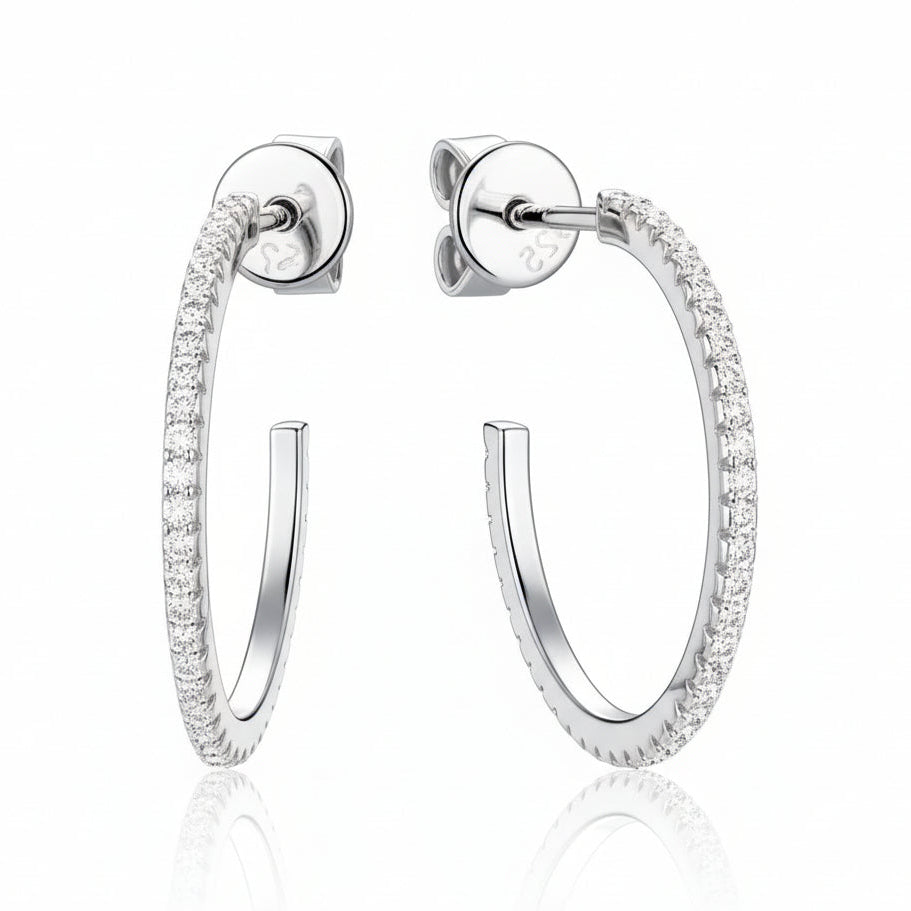 Half Circle 0.4 Carat Moissanite Diamond Earrings set in 18K Gold Plated 925 Silver (GRA)