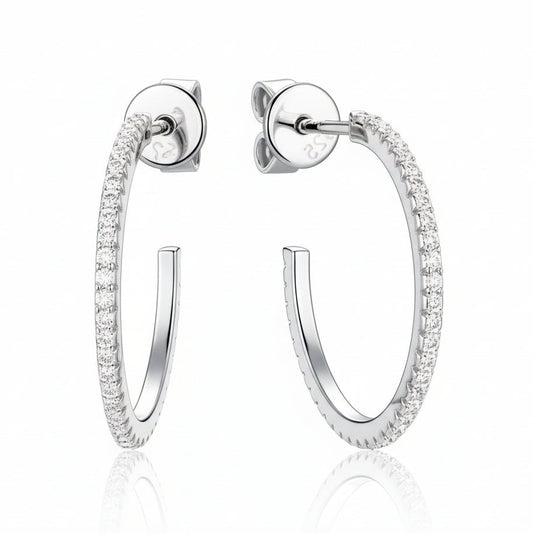 European Inspired Half Circle 0.4 Carat Moissanite Earrings set in 18K Gold Plated 925 Silver (GRA) Capella Reya pic 2