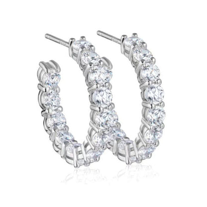 Pavé-Set Hoops 3 Carat High Carbon Diamond Earrings set in 18K White Gold Plated 925 Silver Capella Reya main image