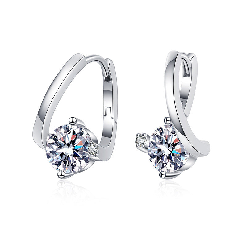 European Modern Design 2 Carat Moissanite Diamond Earrings set in 925 Silver (GRA)