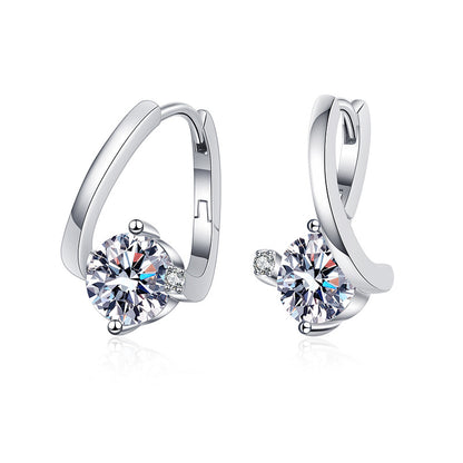 European Silhouette 2 Carat Moissanite Earrings set in 18K White Gold Plated 925 Silver (GRA) Capella Reya pic 1