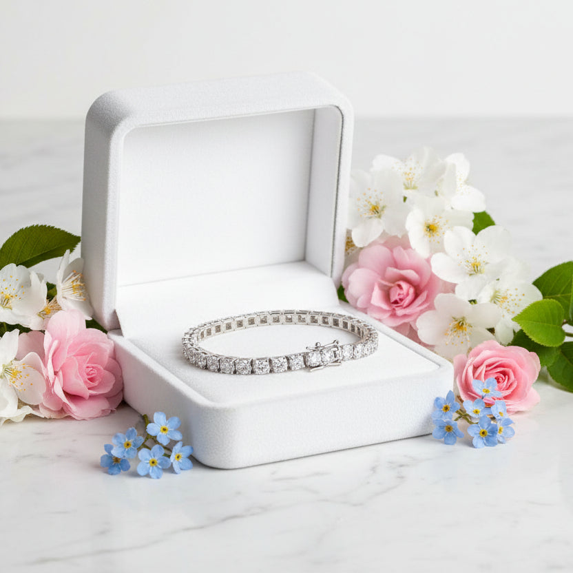 Exquisite Tennis Bracelet Pave Full 1 Carat Moissanite Diamond set in 925 Silver (GRA)