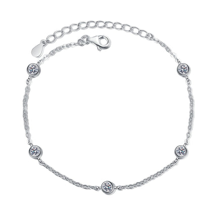 Italian Delicate Link 0.5 Carat Moissanite Bracelet set in 18K White Gold Plated 925 Silver (GRA) Capella Jewellery