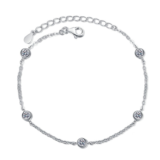 Italian Delicate Link 0.5 Carat Moissanite Diamond Bracelet set in 18K White Gold Plated 925 Silver (GRA)