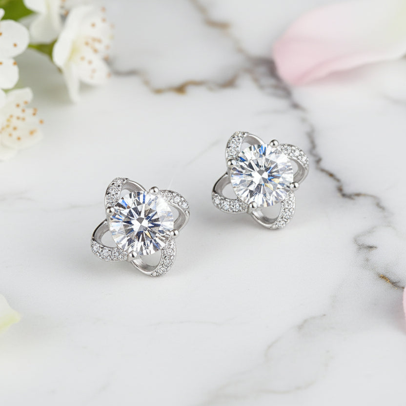 Meteor Shower Inspired 1 Carat Moissanite Diamond Earrings set in Platinum 925 Silver (GRA)