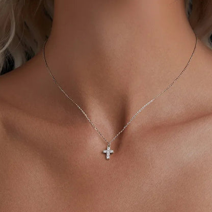 Holy Christian Cross Micro Moissanite Pendant set in Platinum Plated 925 Silver (GRA) Capella Jewellery