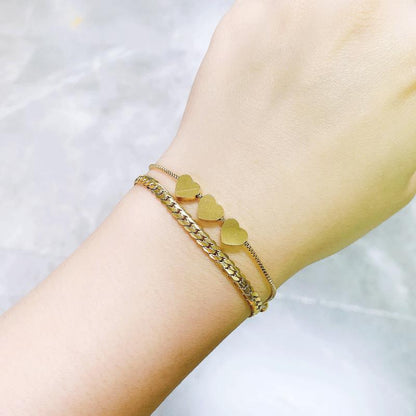 Italian Three Hearts Inspired Multi-layer Winding Hand Rope Love Bracelet set in 18K Gold Plating Capella Jewellery
