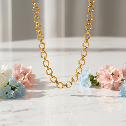 Modern European Geometric Chain INS-Style Necklace and Bracelet set in 18K Gold Plating Capella Jewellery