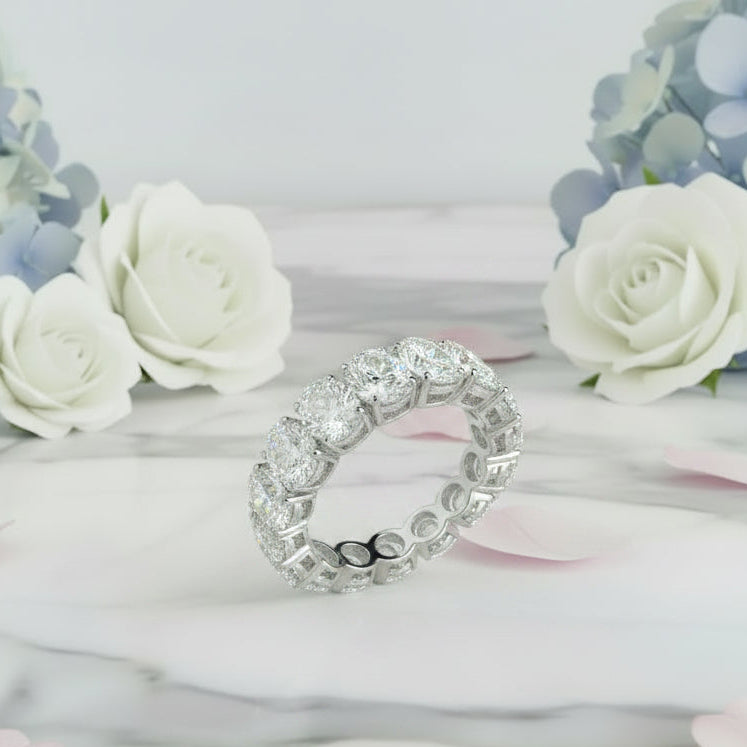 European Dove Egg Inspired Ring 18 High Carbon Diamonds set in Platinum 925 Sterling Silver