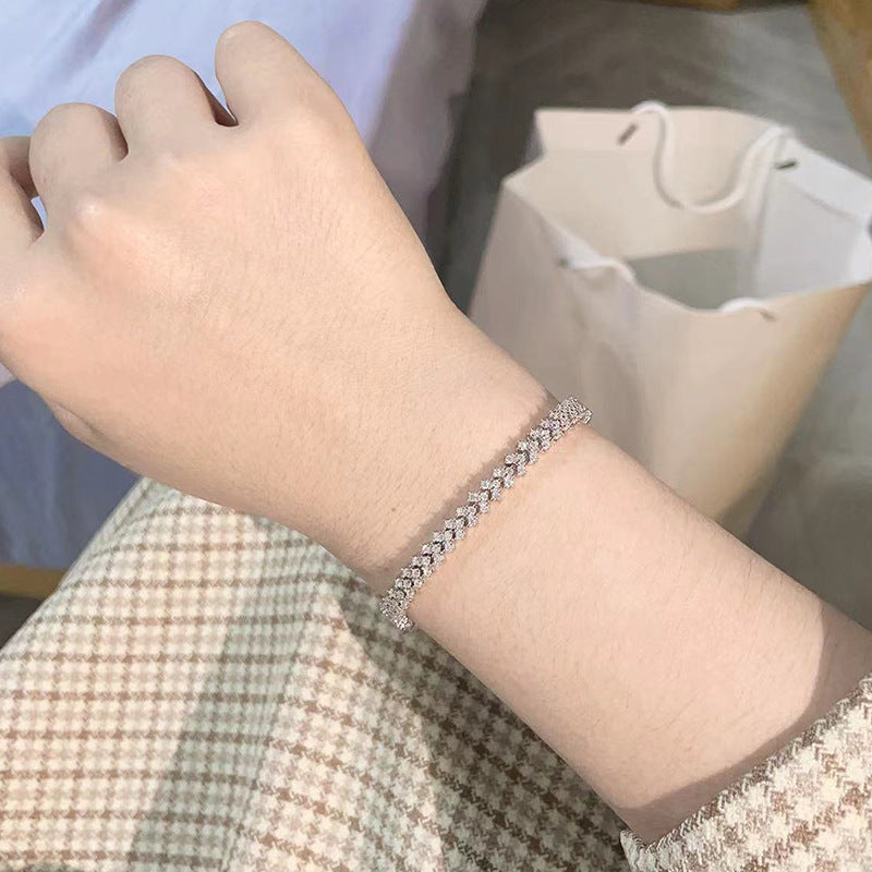 European Tennis Bracelet Row Of Full 0.2 Carat Moissanite set in Platinum 925 Silver (GRA) Capella Jewellery