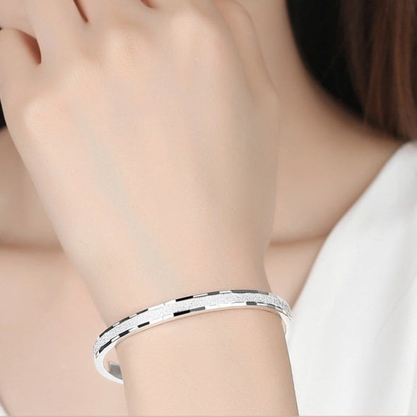 Modern Minimalist Quadrilateral Bangle Bracelet set in 925 Sterling Silver