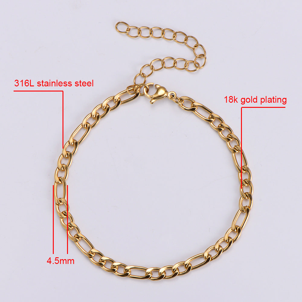 18K Gold Plated and 316 Silver Titanium Ladies Bracelet and Anklet
