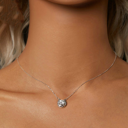 Italian Lucky Horseshoe 1 Carat Moissanite Pendant set in Platinum Plated 925 Silver (GRA) Capella Jewellery