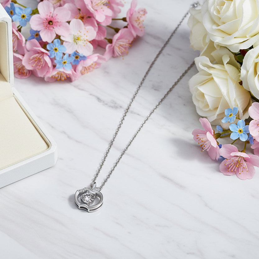 Big Apple American Inspired 0.5 Carat Moissanite Necklace set in Platinum 925 Silver (GRA) Capella Jewellery
