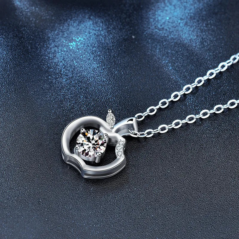Big Apple American Inspired 0.5 Carat Moissanite Necklace set in Platinum 925 Silver (GRA) Capella Jewellery