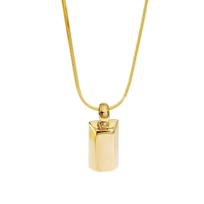 Classic Gold Bar Design Pendant set in 18K Gold Plated 925 Sterling Silver Necklace