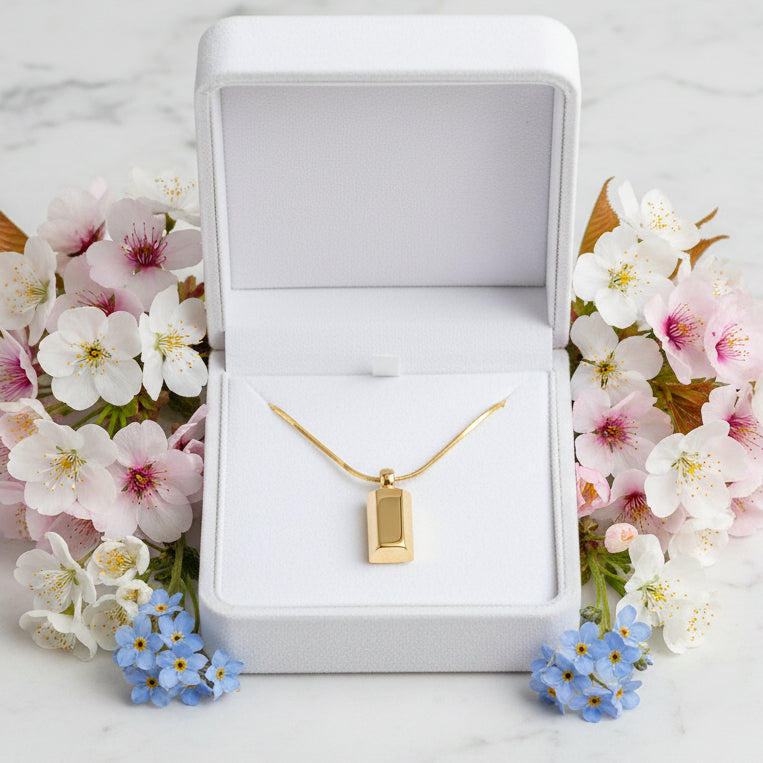 Classic Gold Bar Design Pendant set in 18K Gold Plated 925 Sterling Silver Necklace