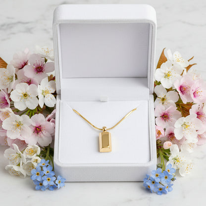 Classic Gold Bar Design Pendant set in 18K Gold Plated 925 Sterling Silver Necklace Capella Jewellery