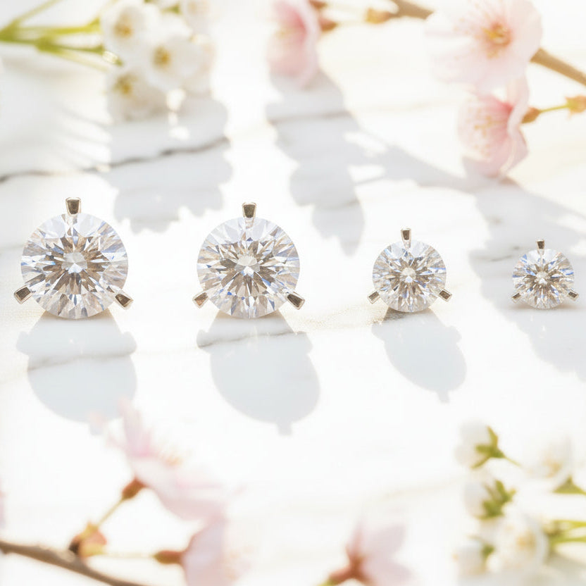 Classic French Three Claw Design 4 Carat Moissanite Diamond Earrings set in 925 Silver (GRA)