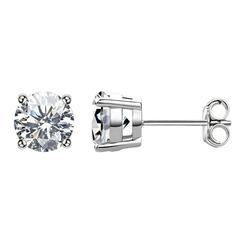 Classic French Four-Claw 4 Carat Moissanite Earrings set in 18K Gold Plated 925 Silver (GRA) Capella Reya pic 8