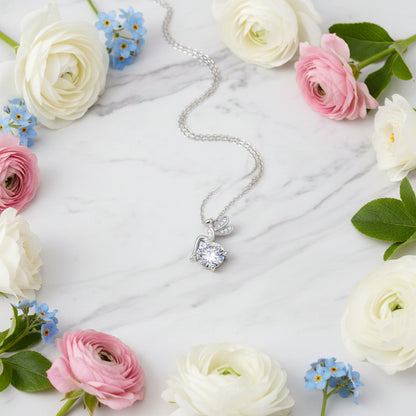 Flower Fairy 1 Carat Moissanite Pendant set in 18K White Gold Plated 925 Silver (GRA) Capella Jewellery