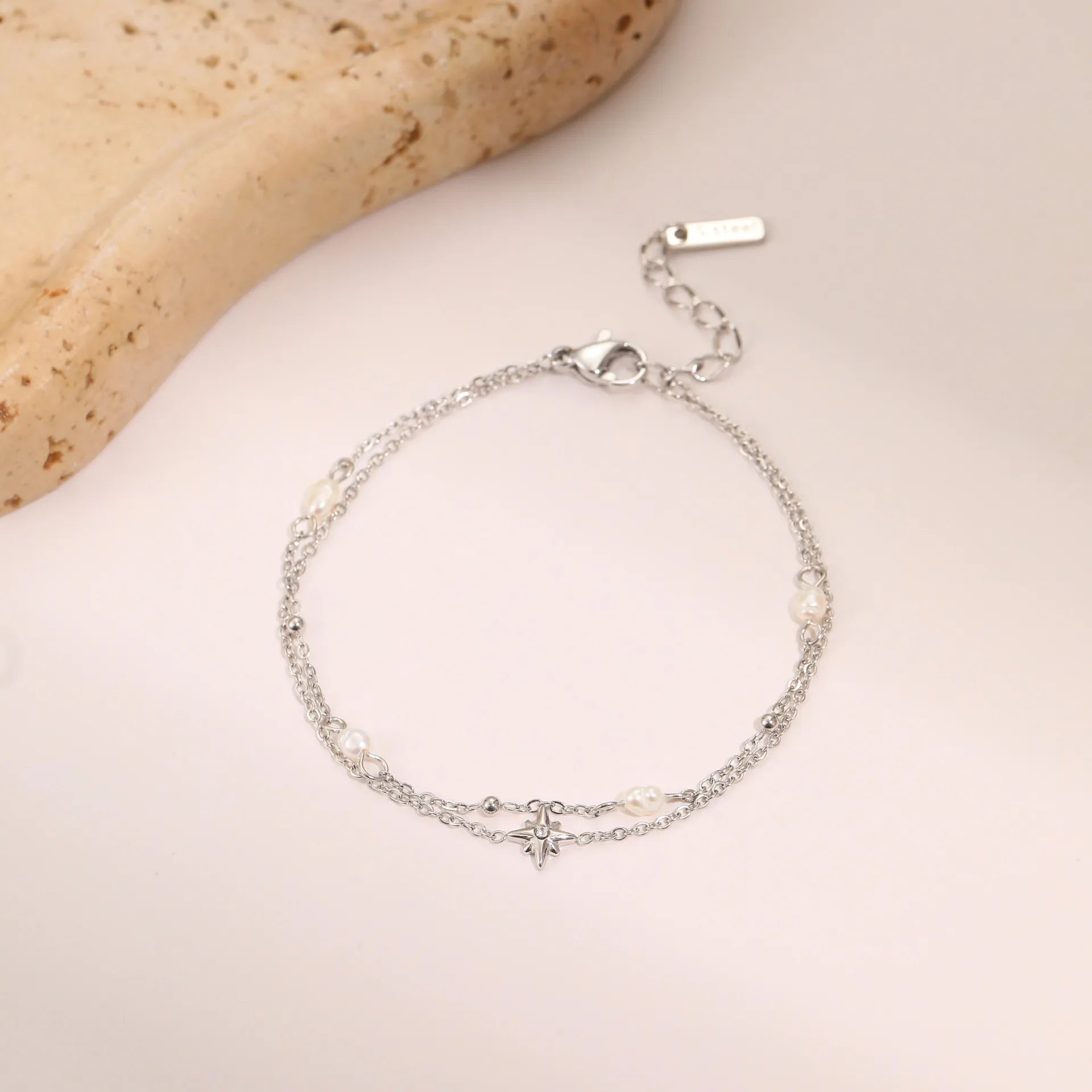Six-Pointed Star or Heart Double-layer Pearl Necklace and Bracelet set in 18K Gold Plating Capella Jewellery