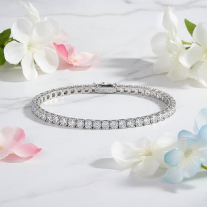 Italian Tennis Bracelet Full 0.5 Carat Moissanite set 18K White Gold Plated 925 Silver (GRA) Capella Jewellery