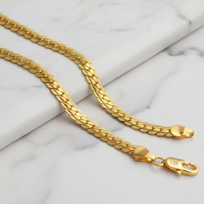 Classic Italian Inspired 5mm Side Chain Design Matching Necklace and Bracelet set in 18K Gold Plating Capella Jewellery