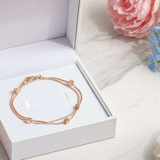 European Mosaic Design Double-Layer Bracelet set in Premium 18K Rose Gold Plating