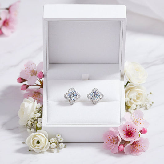Constellation Meteor Shower Inspired 1 Carat Moissanite Earrings set in Platinum 925 Silver (GRA) Capella Reya in a box