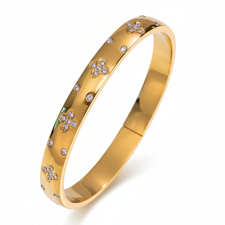 Classic European Inspired Micro Inlaid Natural Zircon Gemstone Bracelet set in 18K Gold Plating Capella Jewellery