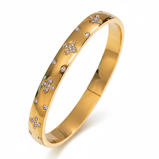 Classic European Inspired Micro Inlaid Natural Zircon Gemstone Bracelet set in 18K Gold Plating