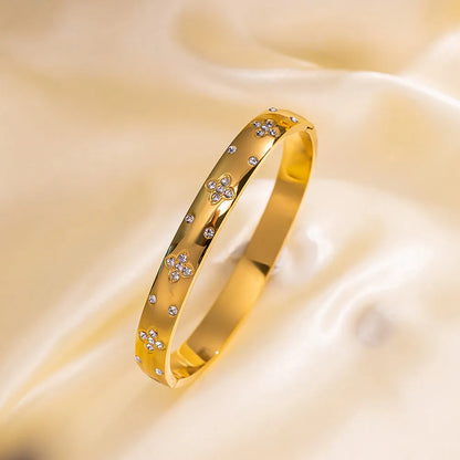 Classic European Inspired Micro Inlaid Natural Zircon Gemstone Bracelet set in 18K Gold Plating Capella Jewellery