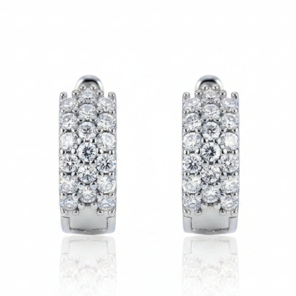 Italian Geometric Design Micro Inlaid Moissanite Diamond Earrings set in 925 Silver (GRA)