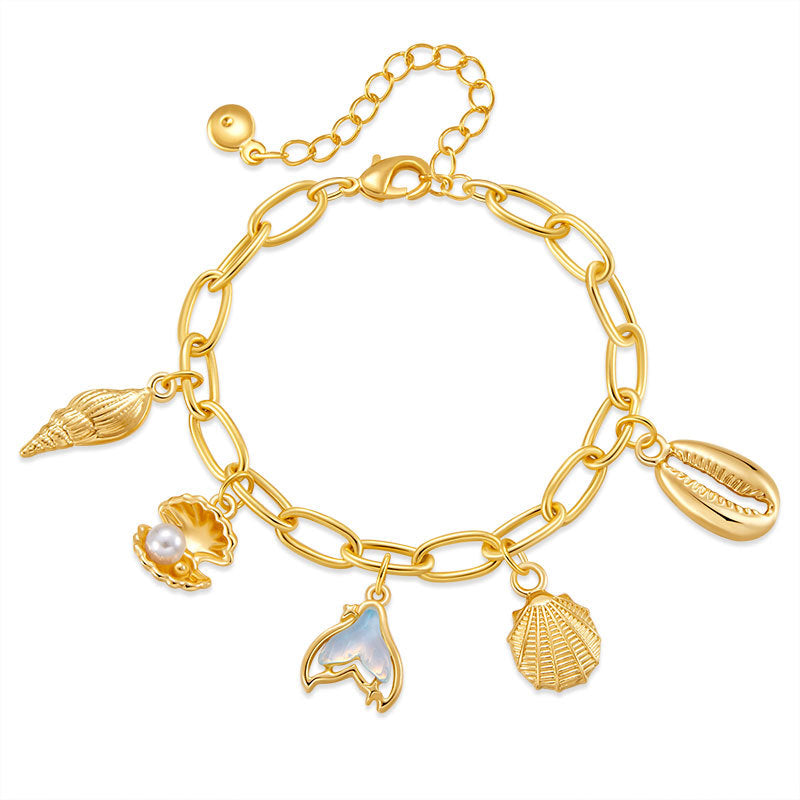 Ocean Inspired Handmade Charm Pendant Bracelet set in 18K Gold Plated