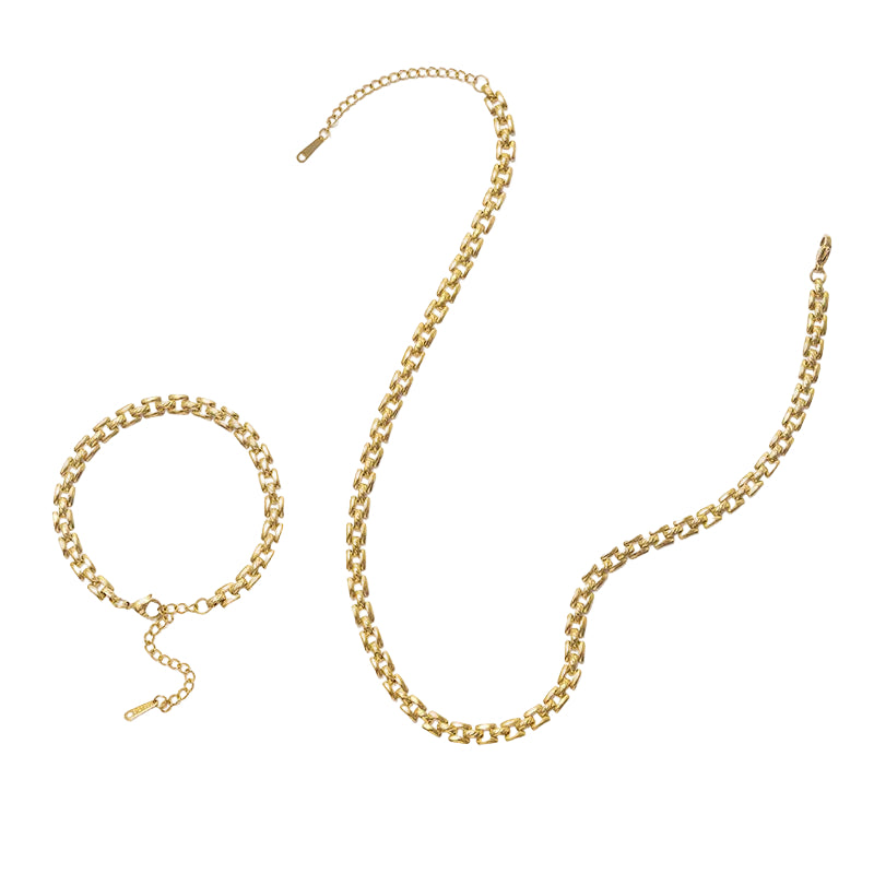 18K Gold Plating Sweet and Simple Design Necklace and Bracelet